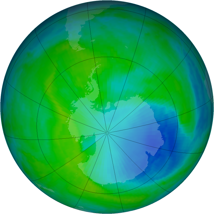 Antarctic ozone map for 14 December 1999